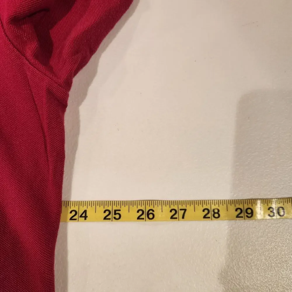Polo By Ralph Lauren Mens Red Long Sleeve Casual Polo Shirt Size Large Preppy